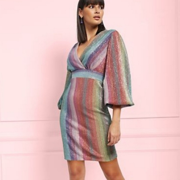 Rare Eva Mendes Cher Sequin Sheath Dress "Over the Rainbow" Women's Size XL - Picture 3 of 16